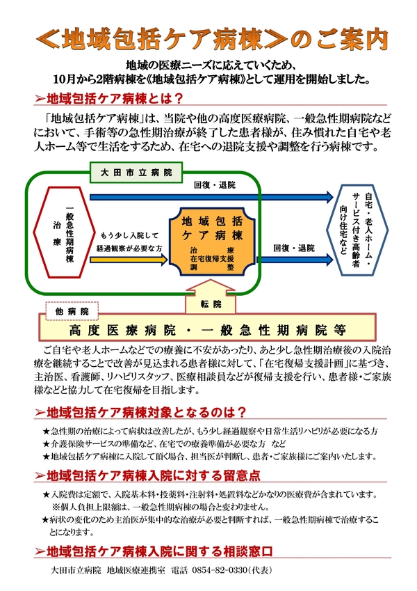 〈地域包括ケア病棟〉のご案内